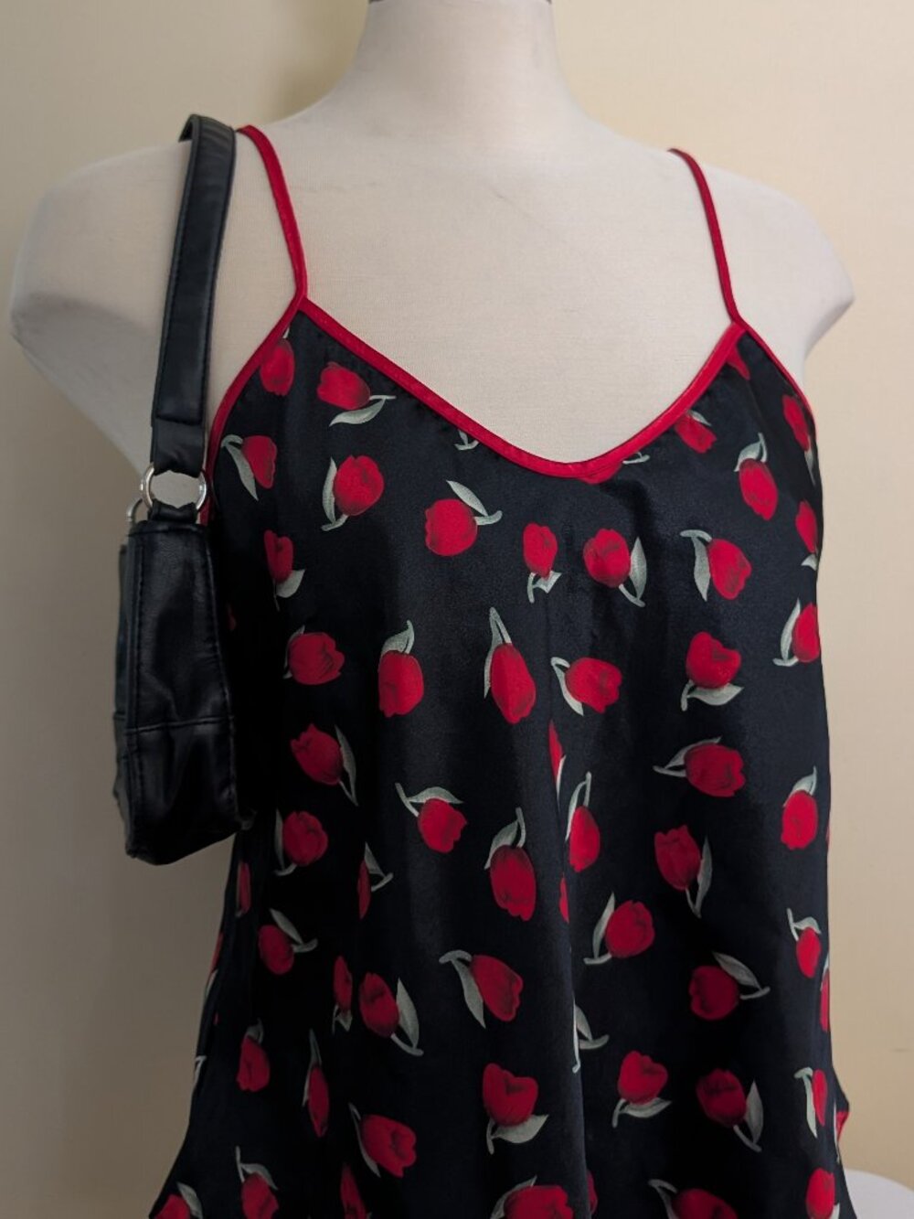 ROSE PRINT VINTAGE Y2K SATIN TANK TOP